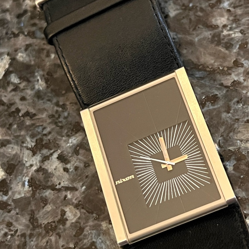 Nixon Black and Silver Women's Rectangular Watch